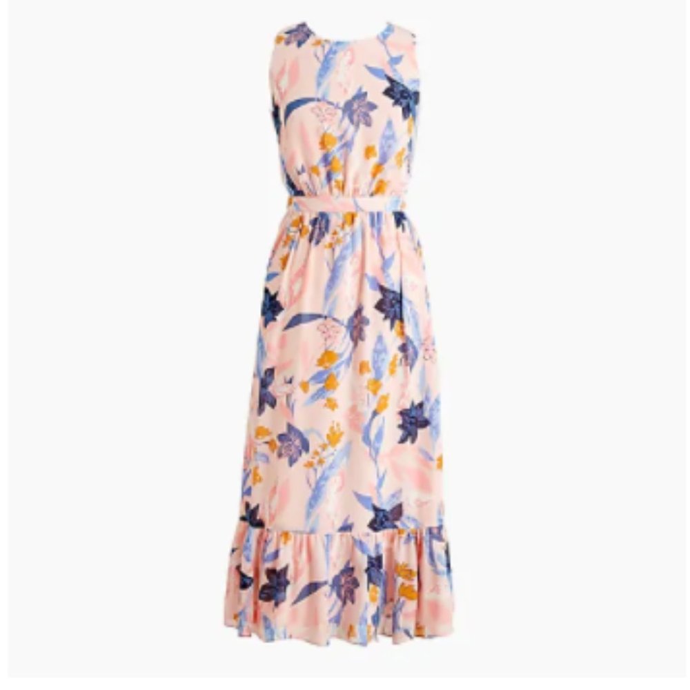 JCREW CRINKLE TIERED MIDI DRESS